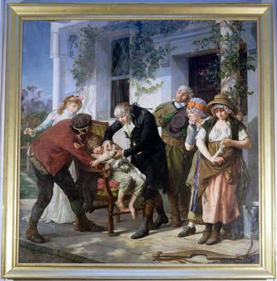 Edward Jenner (1749-1823) führt die erste Impfung gegen Pocken im Jahr 1796 durch, 1879 von Gaston Melingue